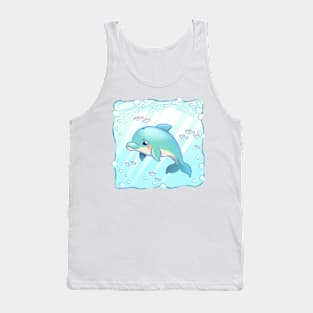 cute dolphin cartoon character design Tank Top